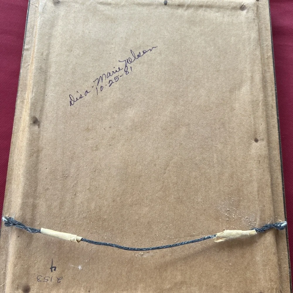 Vintage Framed Pinky & Blue Boy Cross Stitch 16‎ X 12 Colonial Set Of 2 Handmade - Picture 4 of 6